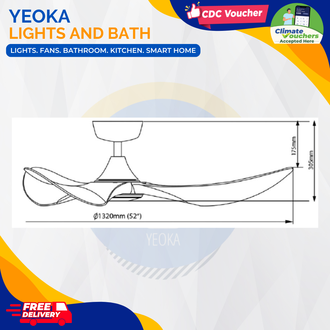 ALASKA Ceiling Fan Aerahaus C.U.R.A/H 52 Inch