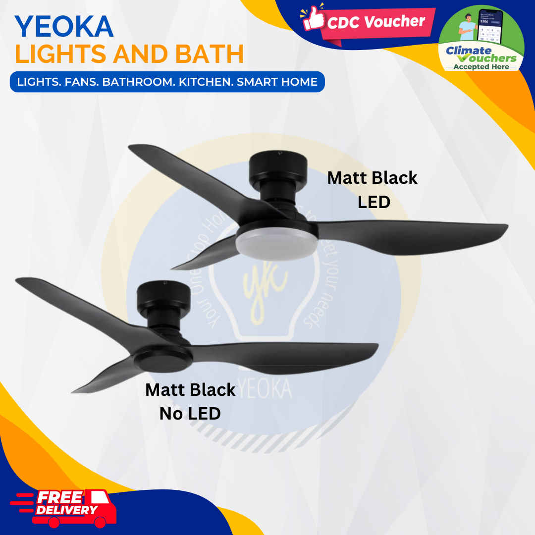 FANCO Ceiling Fan HUGGER DC Motor (48") with 3 Tone LED Light Kit