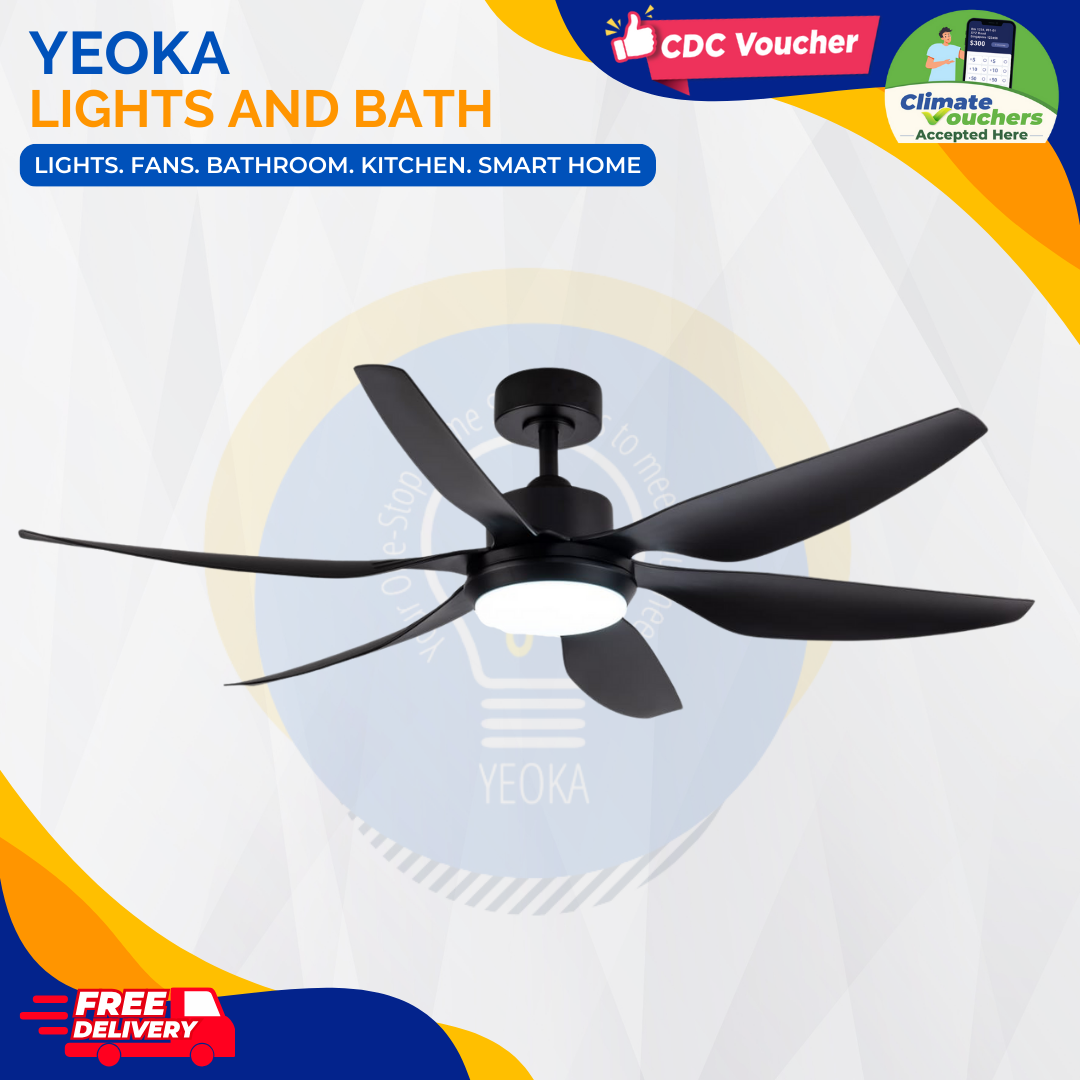FANCO Ceiling Fan HELI DC Motor (56"/66') with 3 Tone LED Light Kit