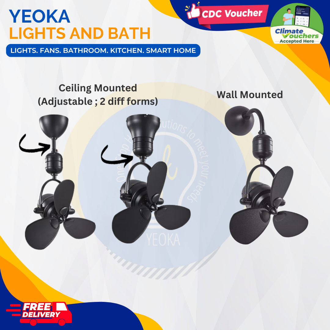 BESTAR Corner Fan Duo Hagar 16inch 3-blades DC | Ceiling Mounted