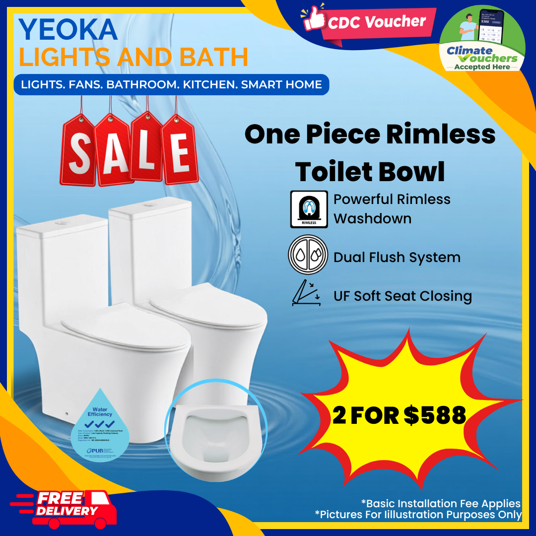 2 for $588 1 Piece Toilet Bowl, Intro KWC 125111, Rimless Washdown Design, Dual Flush System, UF Soft Seat Closing