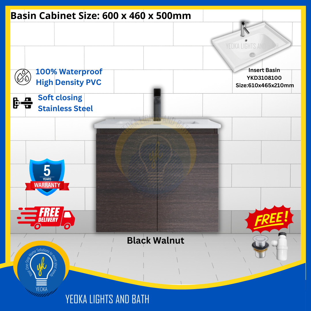 PVC Waterproof Basin Cabinet YKD6103200 (60cm)
