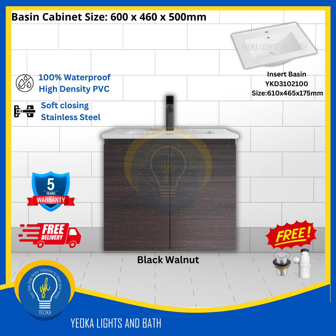 PVC Waterproof Basin Cabinet YKD6103200 (60cm)