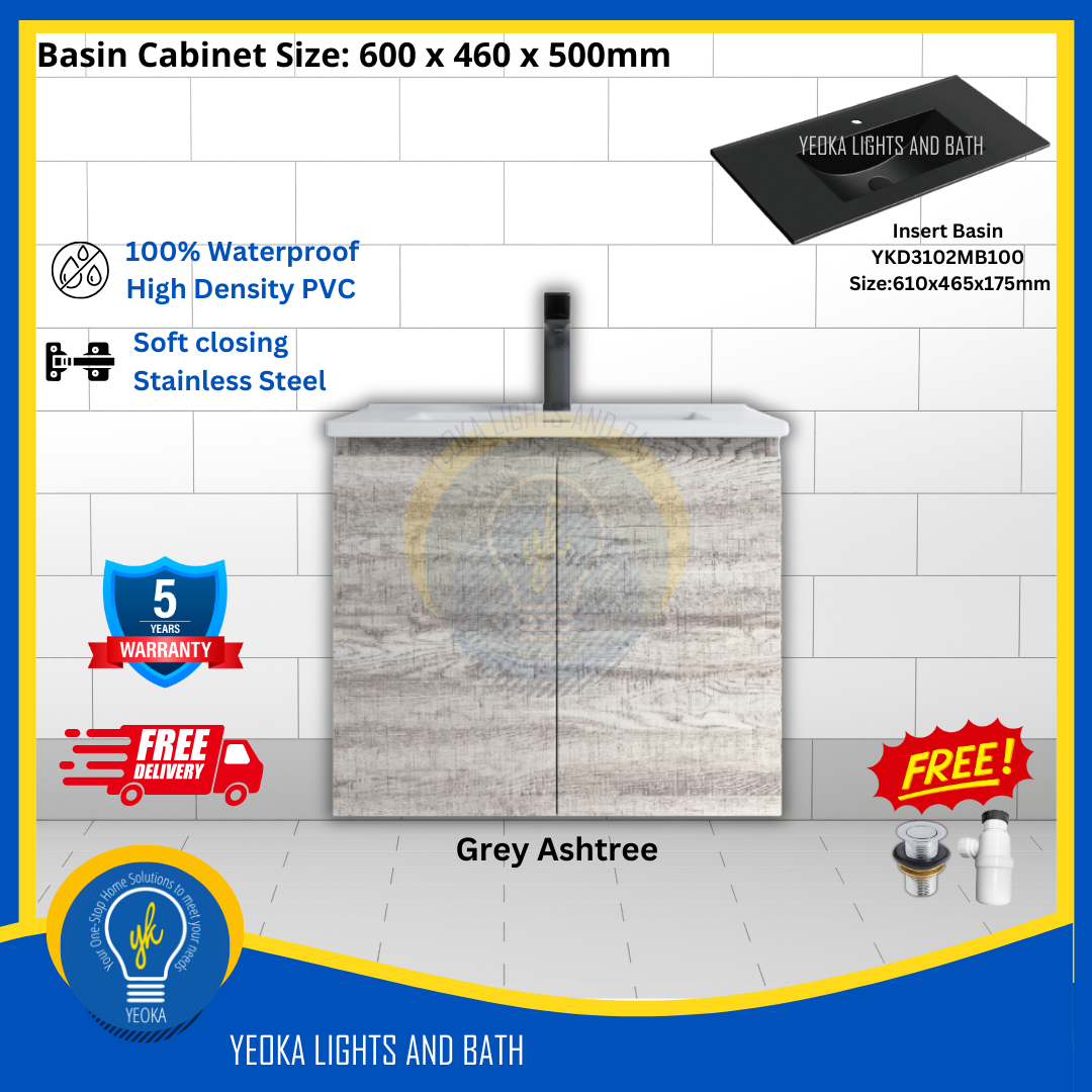 PVC Waterproof Basin Cabinet YKD6103200 (60cm)