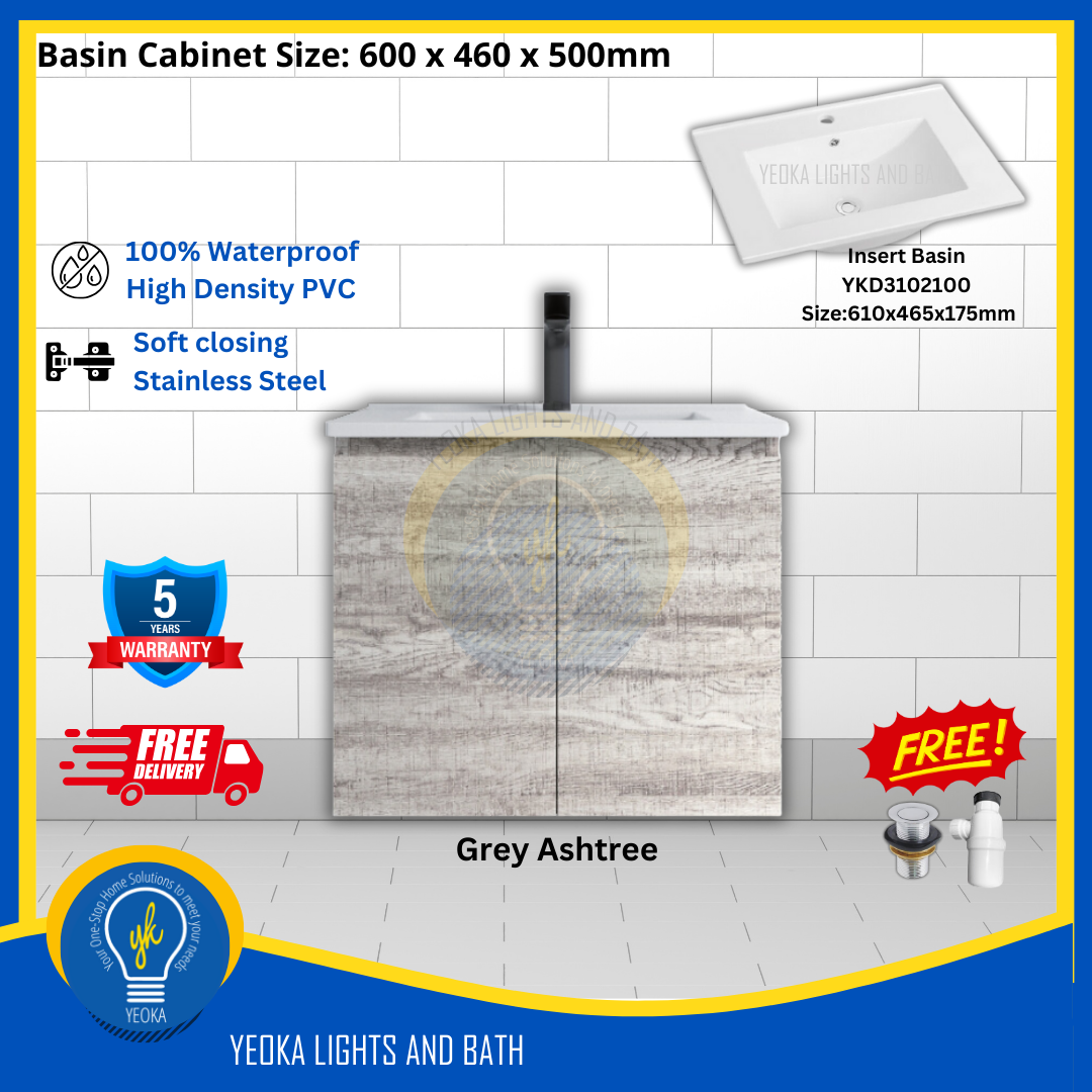 PVC Waterproof Basin Cabinet YKD6103200 (60cm)