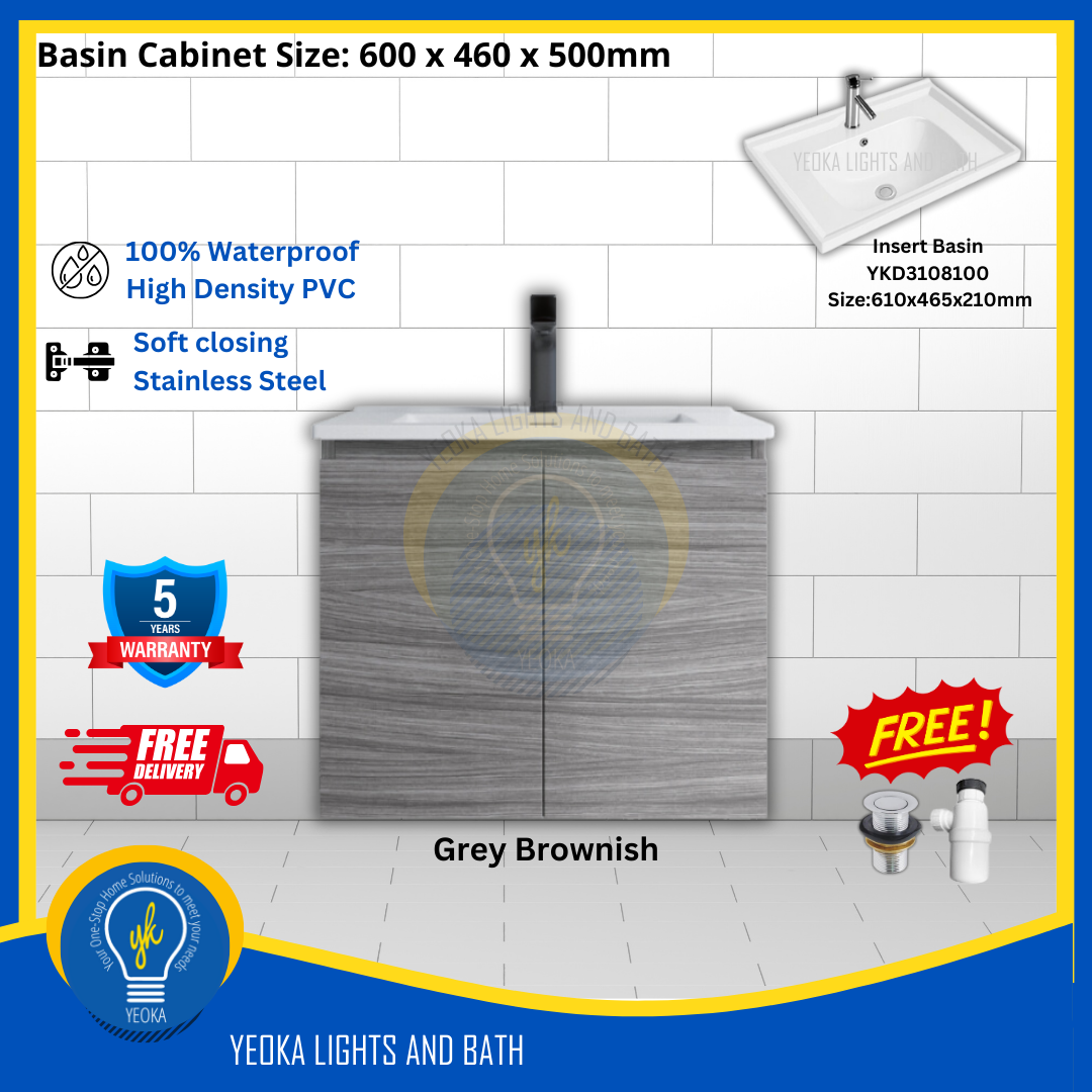 PVC Waterproof Basin Cabinet YKD6103200 (60cm)