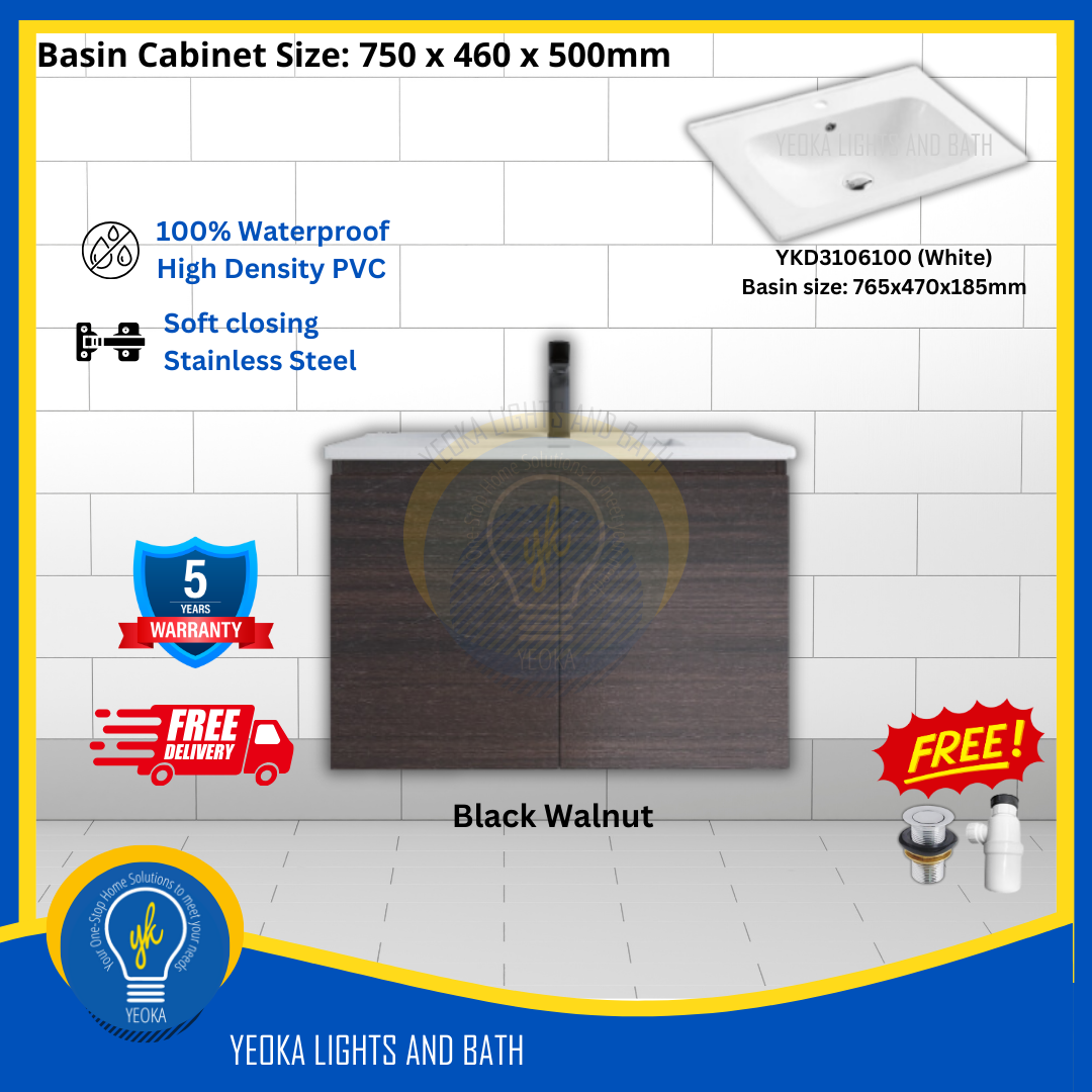 PVC Waterproof Basin Cabinet YKD7103200 (75cm)