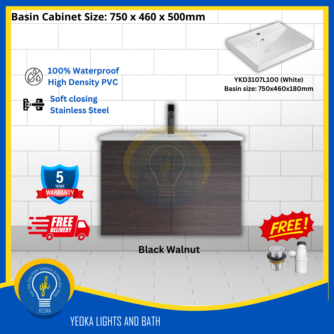 PVC Waterproof Basin Cabinet YKD7103200 (75cm)