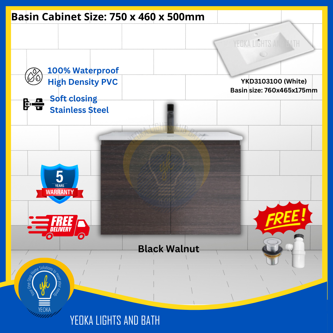 PVC Waterproof Basin Cabinet YKD7103200 (75cm)