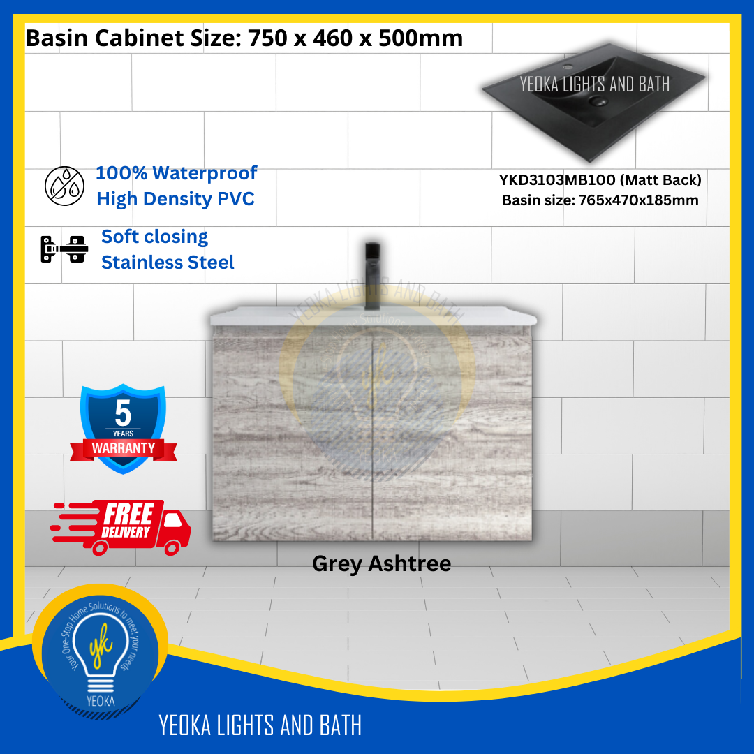 PVC Waterproof Basin Cabinet YKD7103200 (75cm)