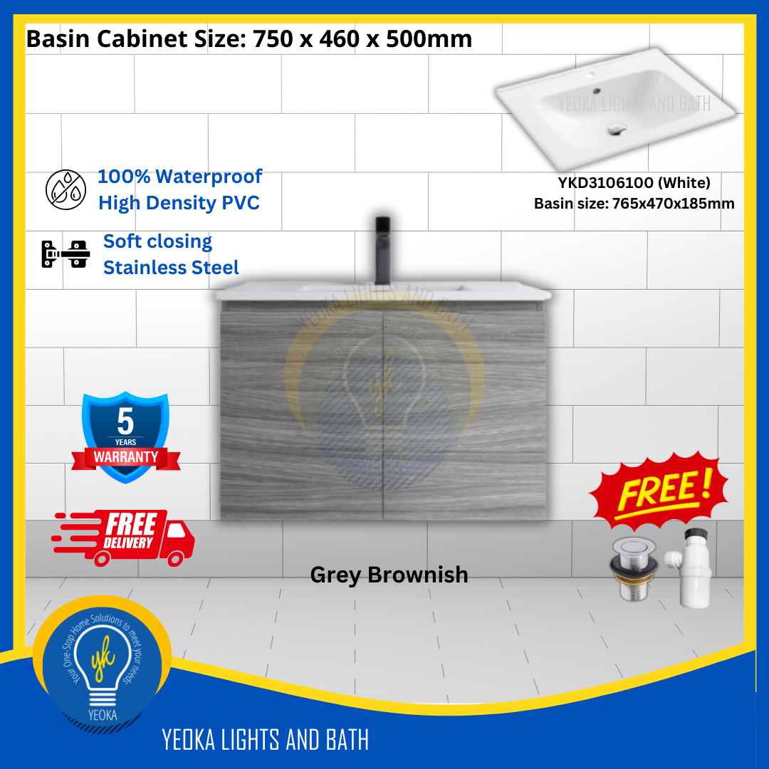 PVC Waterproof Basin Cabinet YKD7103200 (75cm)
