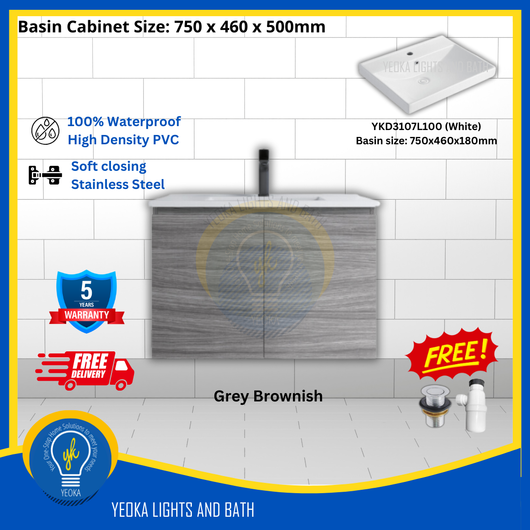 PVC Waterproof Basin Cabinet YKD7103200 (75cm)