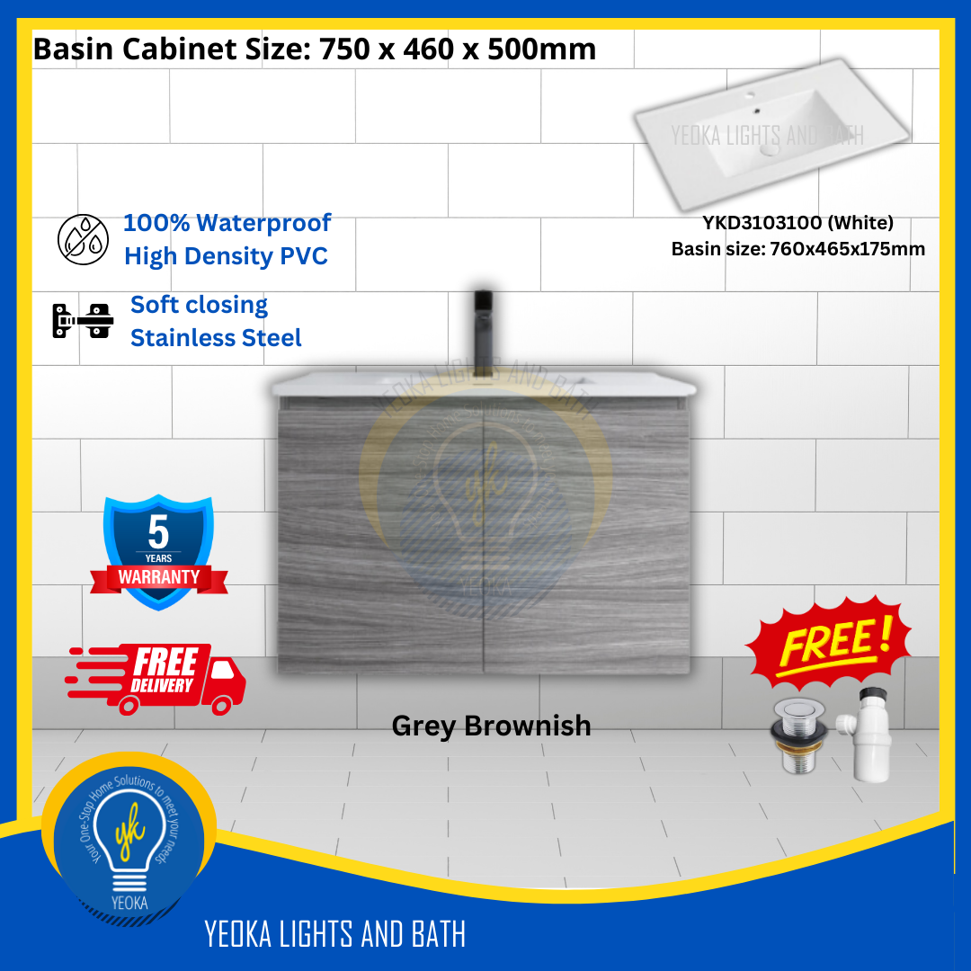 PVC Waterproof Basin Cabinet YKD7103200 (75cm)