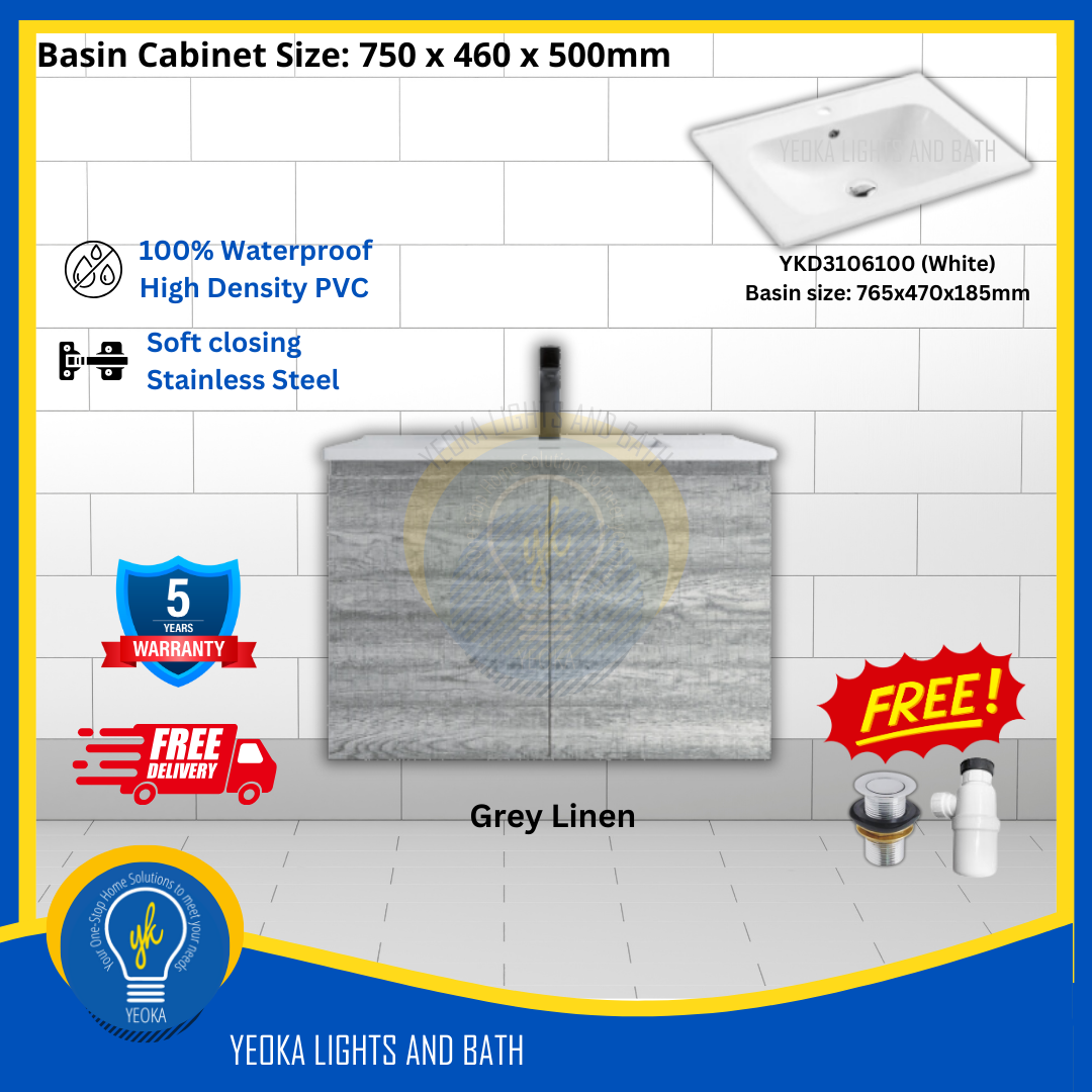 PVC Waterproof Basin Cabinet YKD7103200 (75cm)