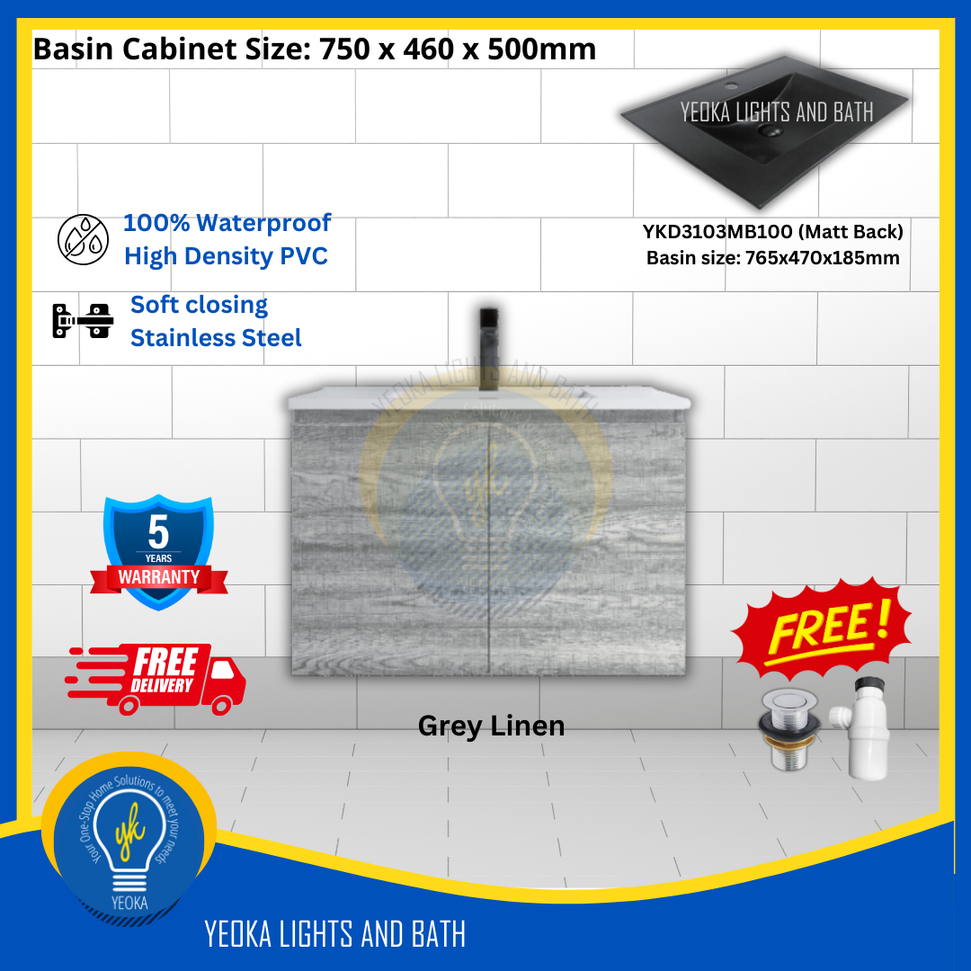 PVC Waterproof Basin Cabinet YKD7103200 (75cm)