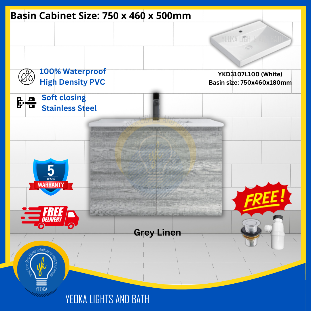 PVC Waterproof Basin Cabinet YKD7103200 (75cm)