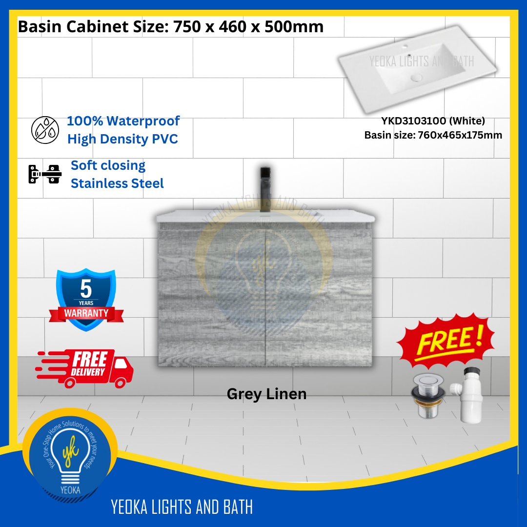 PVC Waterproof Basin Cabinet YKD7103200 (75cm)