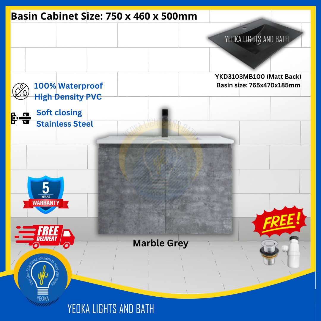 PVC Waterproof Basin Cabinet YKD7103200 (75cm)