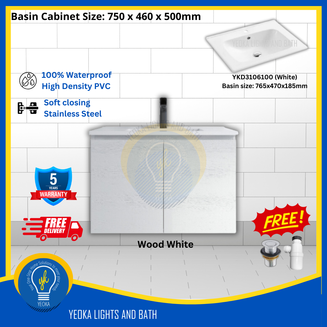 PVC Waterproof Basin Cabinet YKD7103200 (75cm)