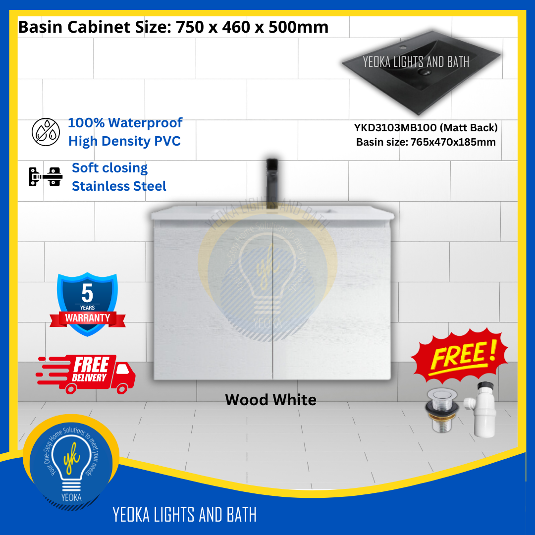 PVC Waterproof Basin Cabinet YKD7103200 (75cm)