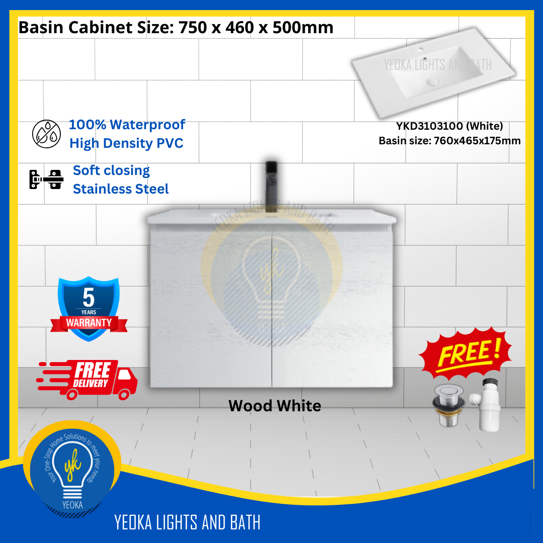 PVC Waterproof Basin Cabinet YKD7103200 (75cm)