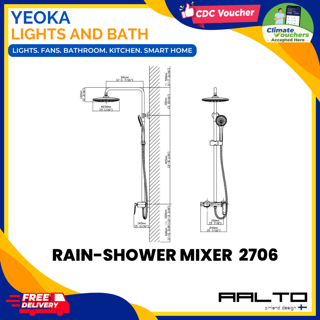 AALTO Modern Rainshower Mixer Set