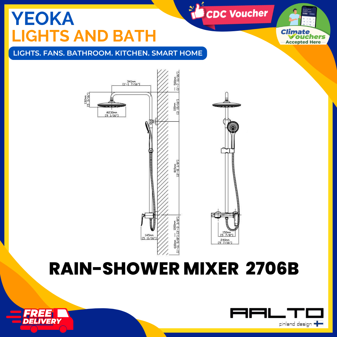 AALTO Modern Rainshower Mixer Set