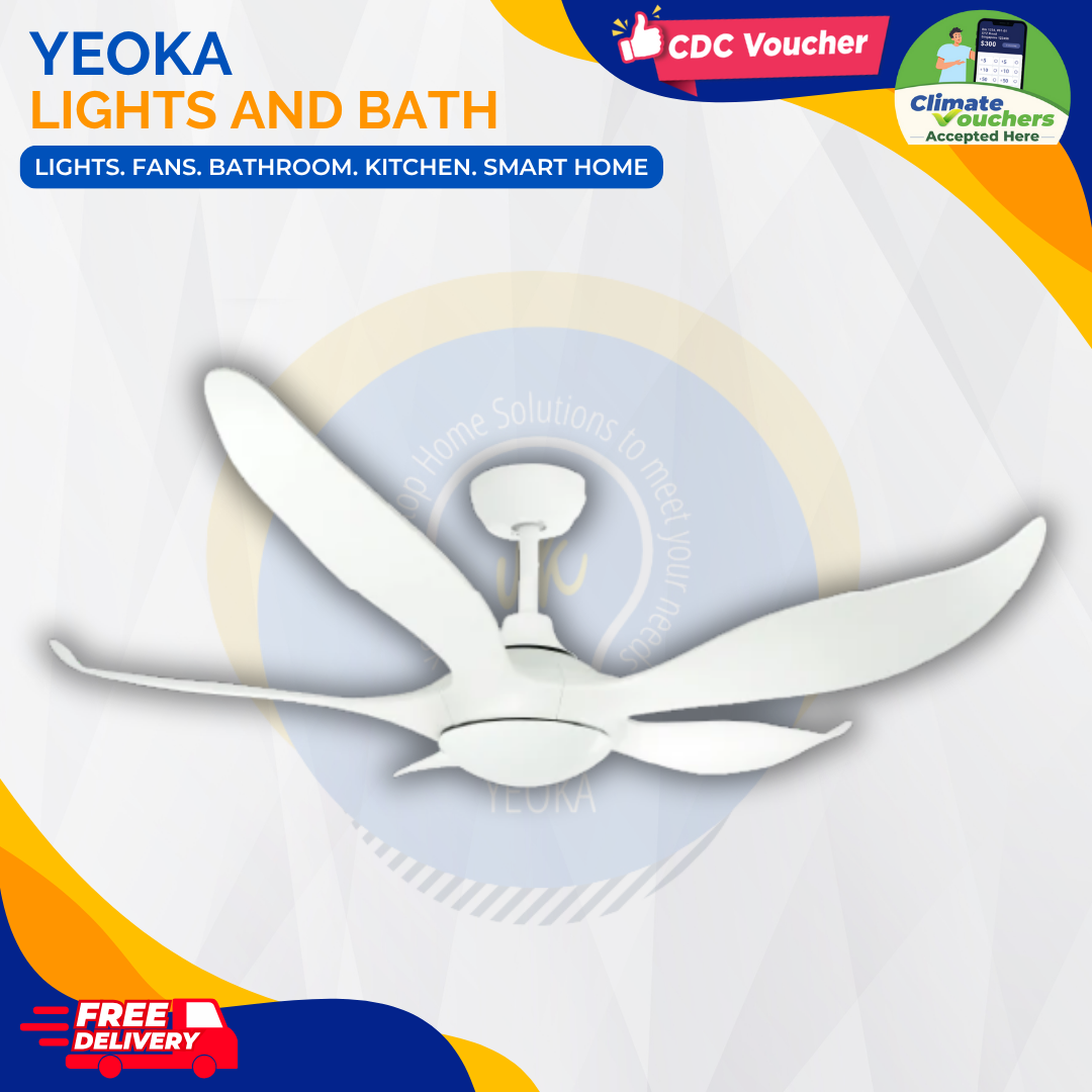 D'FAN Ceiling Fan TYPHOON 52 DC Motor (52') with Dimmable 3 Tone LED Light Kit