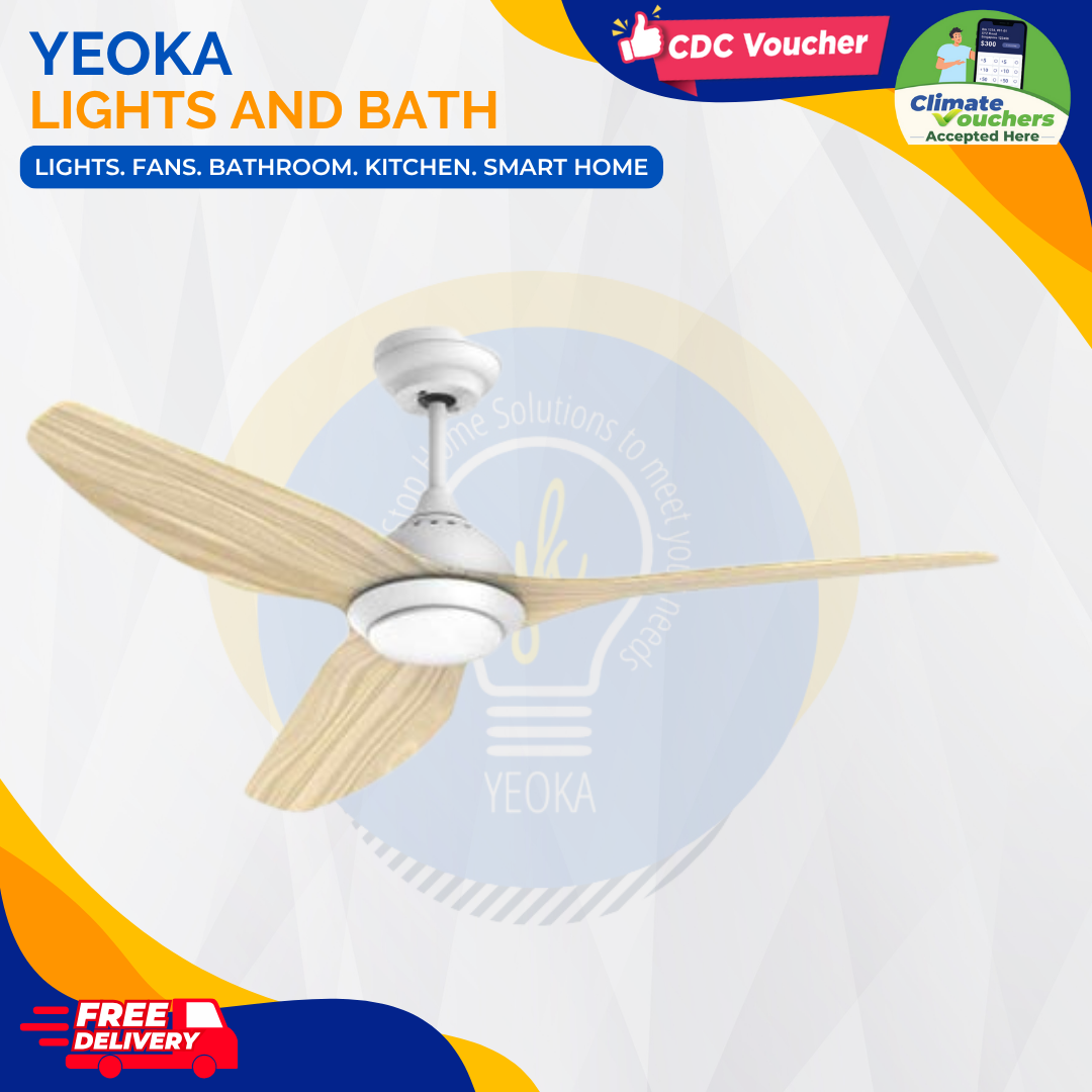 D'FAN Ceiling Fan 510L DC Motor (50') with Dimmable 3 Tone LED Light Kit