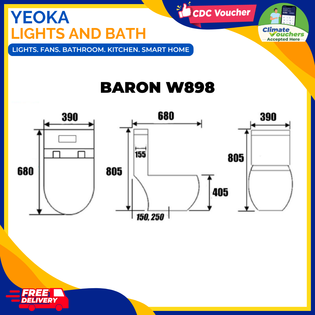 BARON Toilet Bowl W898 One-Piece Closet