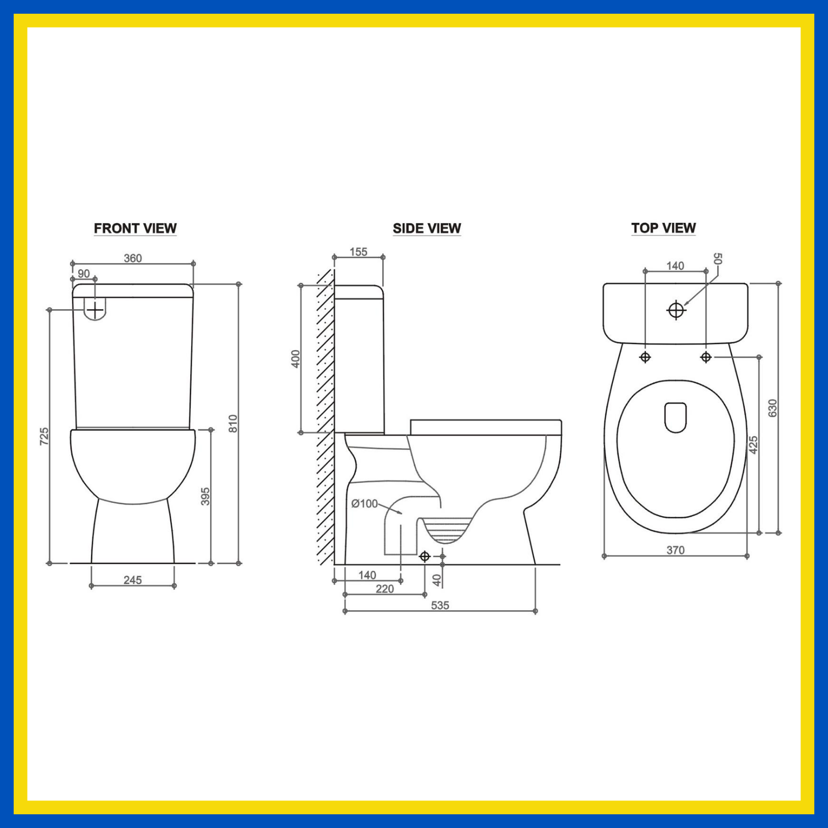 Two-Piece Closet AL8020 Toilet Bowl (S:150/250mm, P:180mm) White