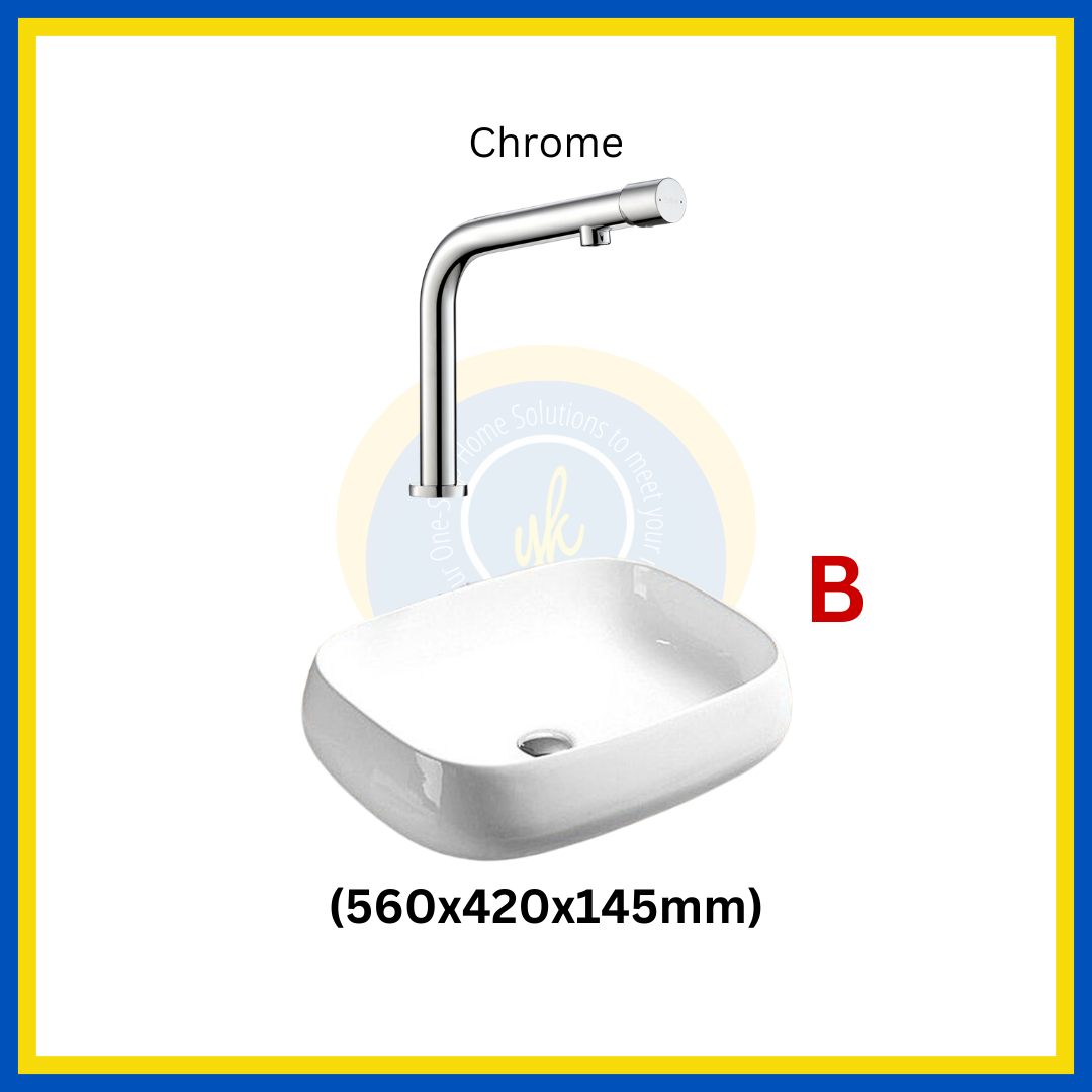 "MIX & MATCH" (1+1) Top Mount Basin + Basin Mixer Tap