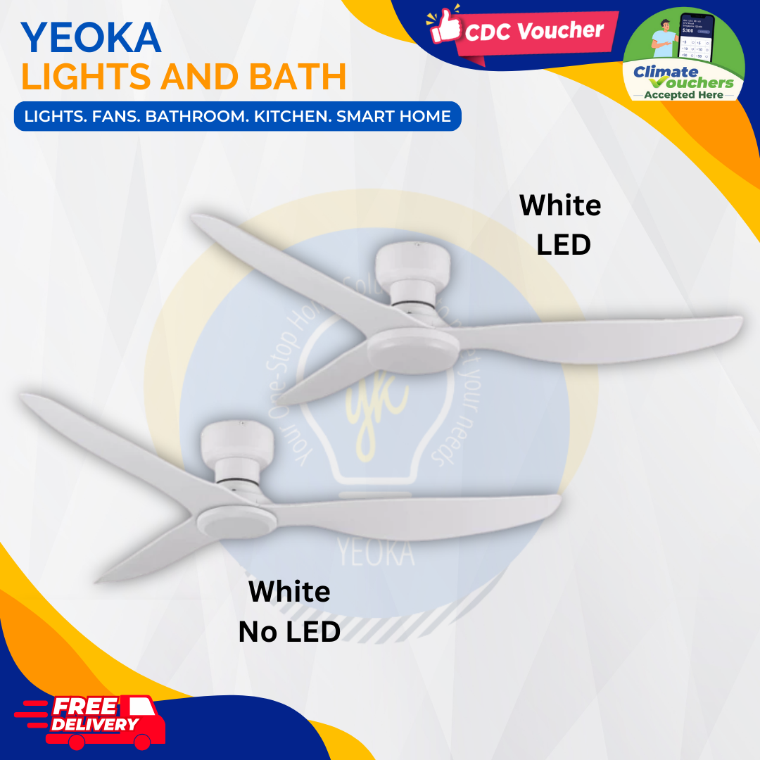 FANCO Ceiling Fan HUGGER DC Motor (48") with 3 Tone LED Light Kit