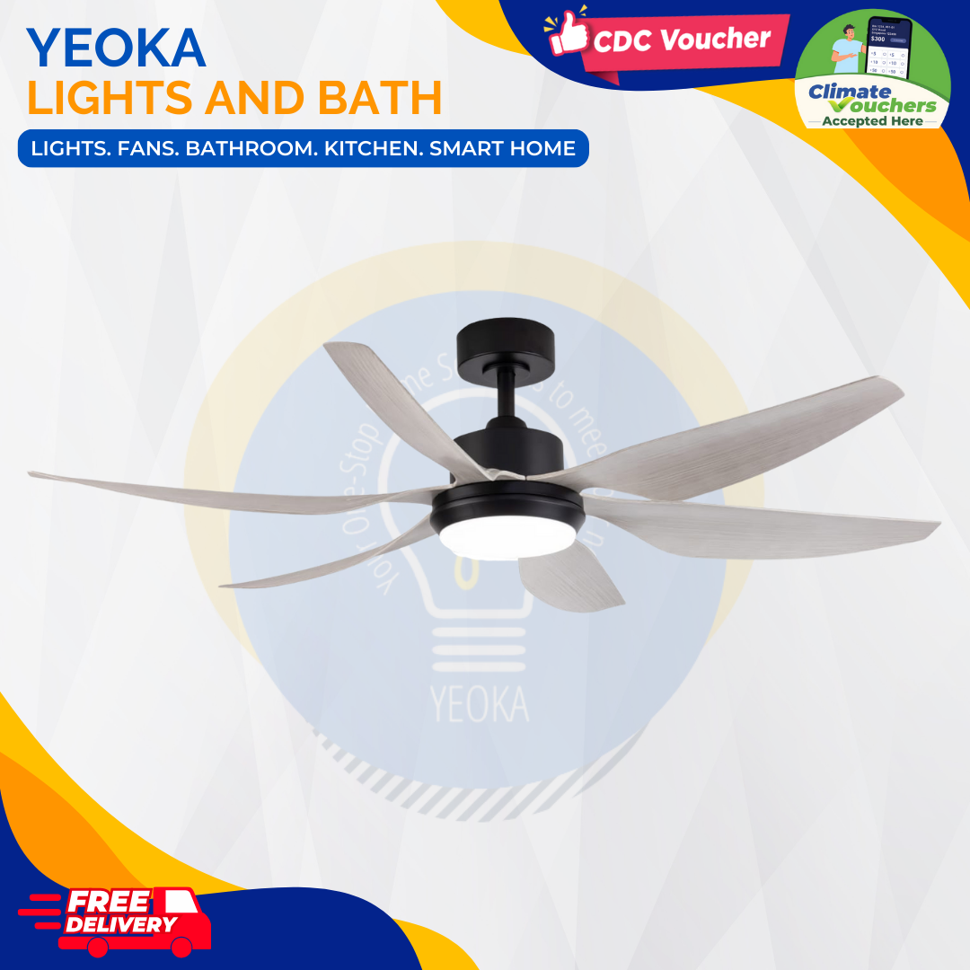 FANCO Ceiling Fan HELI DC Motor (56"/66') with 3 Tone LED Light Kit