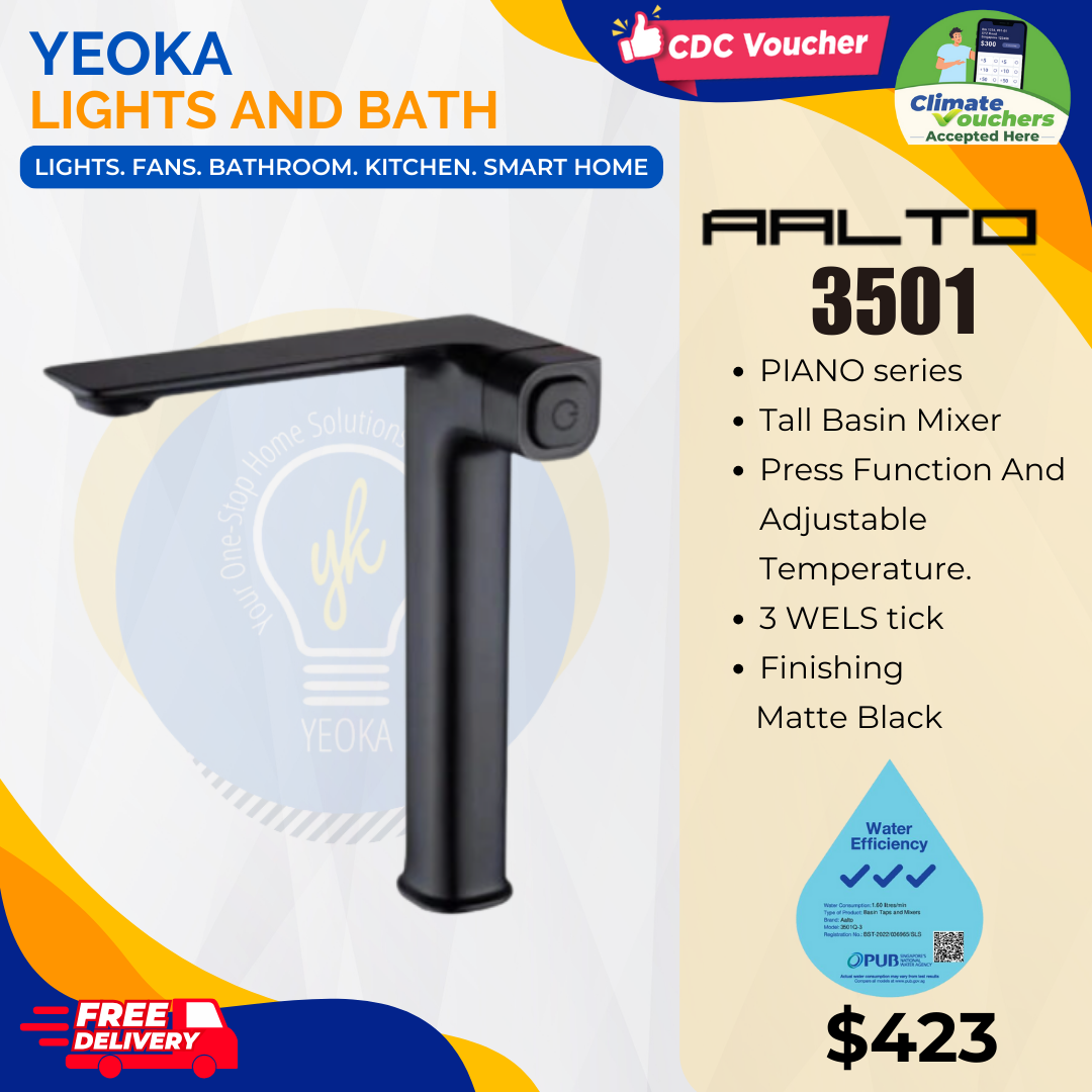 AALTO TALL BASIN MIXER PIANO SERIES 3501