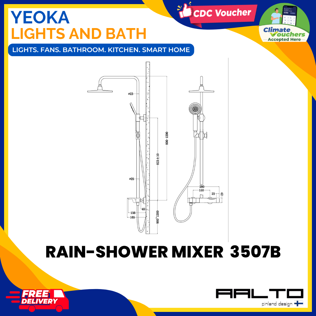 AALTO 3507 Modern Rainshower Mixer Set, Piano Tiles Control
