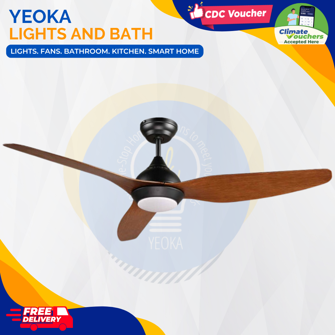 D'FAN Ceiling Fan 510L DC Motor (50') with Dimmable 3 Tone LED Light Kit