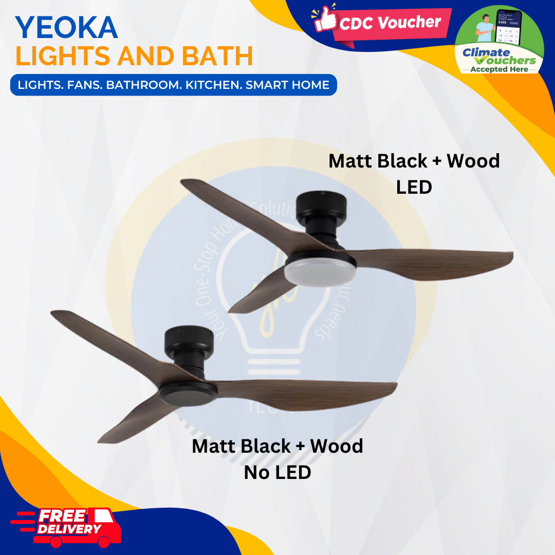 FANCO Ceiling Fan HUGGER DC Motor (48") with 3 Tone LED Light Kit