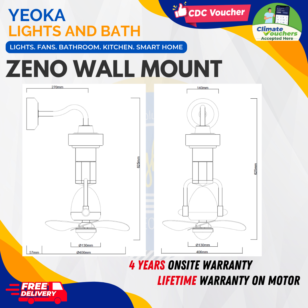 FANCO Corner Fan Zeno 16" w/ LED Tri-Tone 