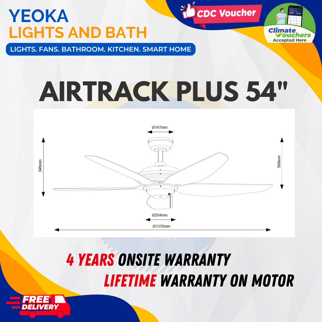 FANCO Ceiling Fan Airtrack Plus DC Motor (46"/54") with 3 tone LED Light Kit