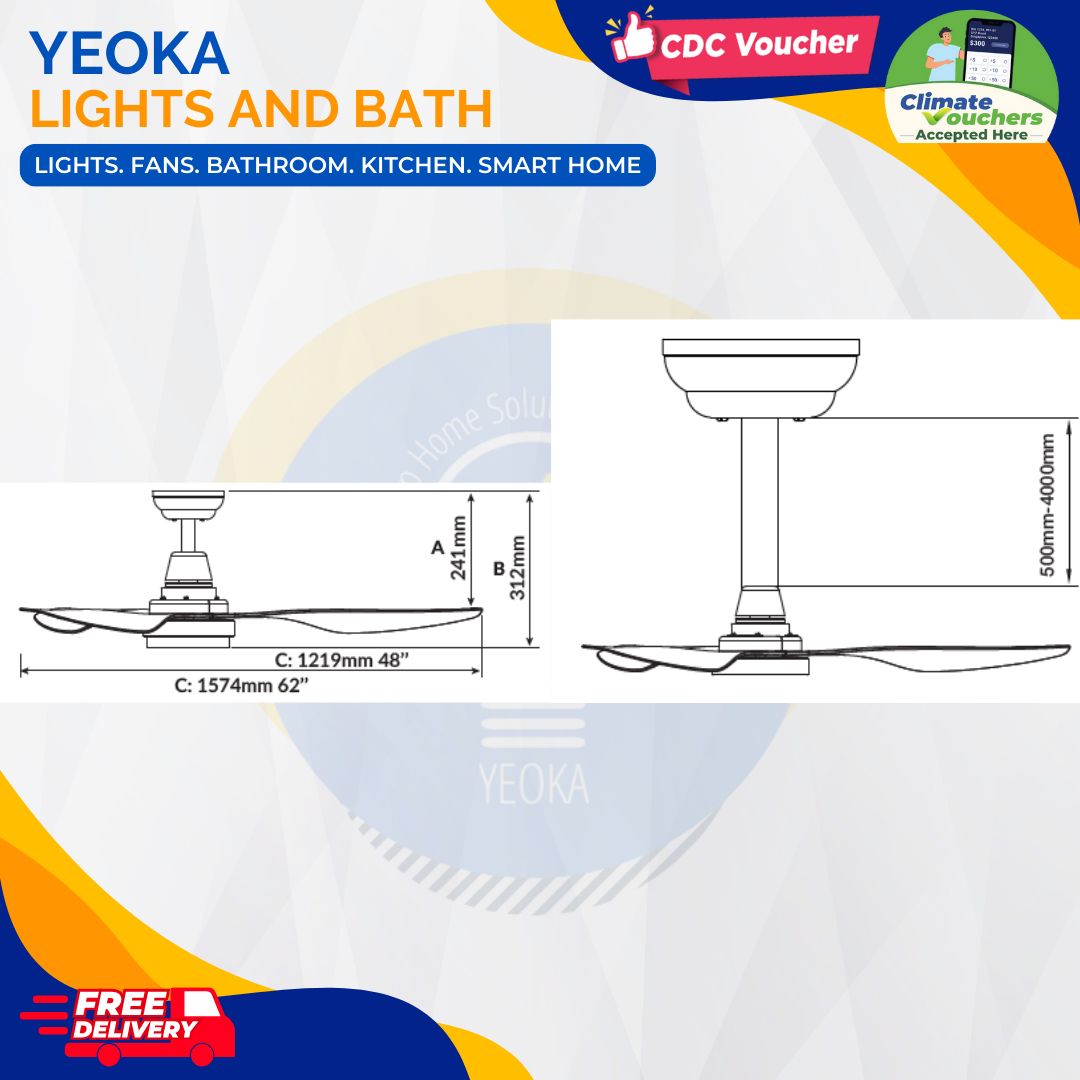 Decco Ceiling Fan Melbourne DC Motor (48"/62")