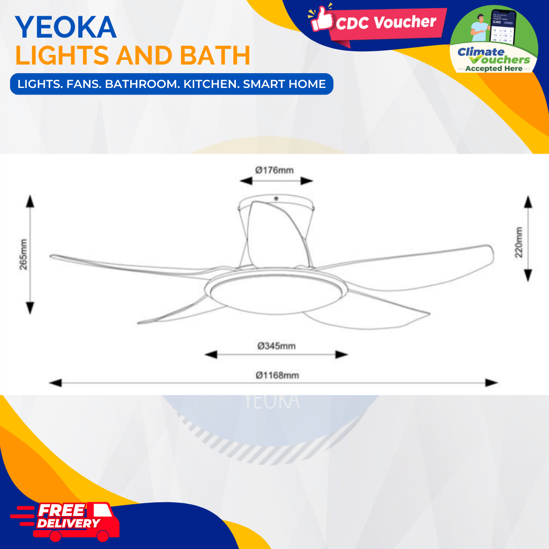 FANCO Ceiling Fan RITO PLUS DC Motor (46"/56") with 3 Tone LED Light Kit + SMART WIFI Control (Optional)