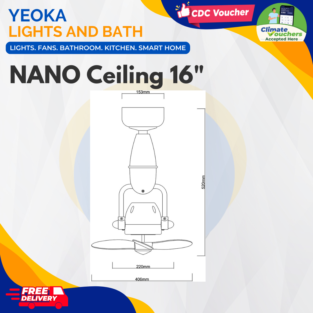 FANCO Ceiling Fan NANO DC Motor Corner Fan (16")