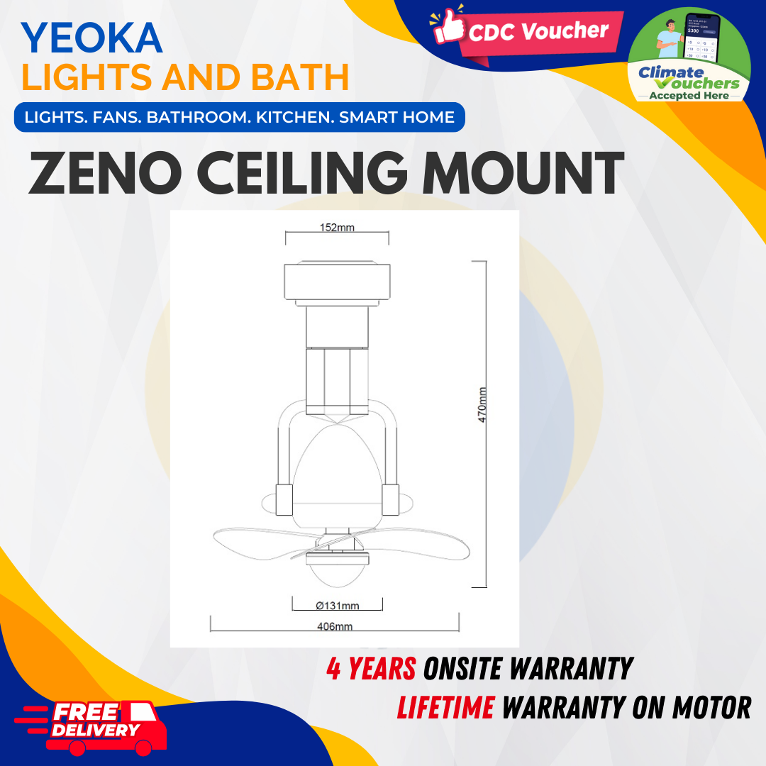 FANCO Corner Fan Zeno 16" w/ LED Tri-Tone 