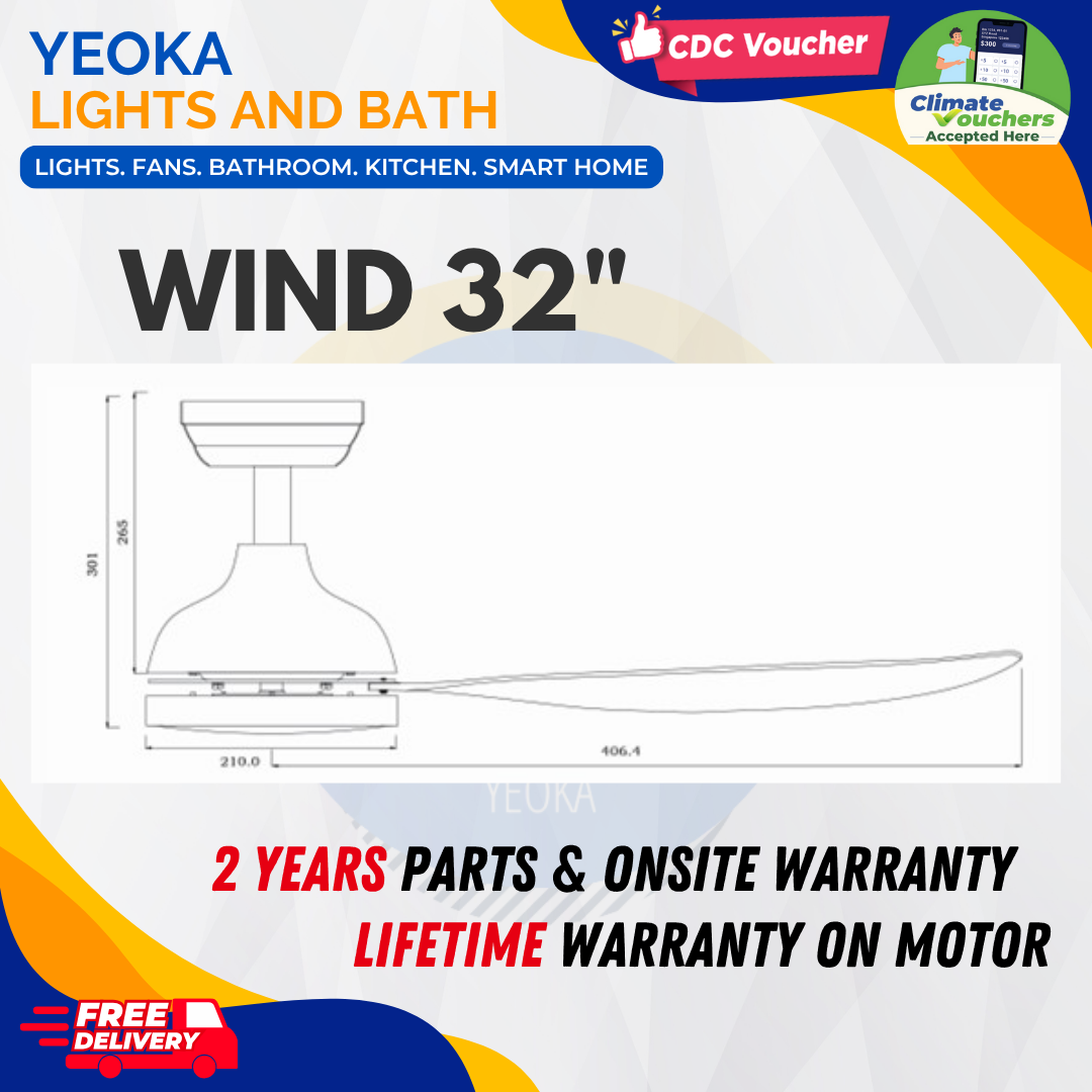 BESTAR Ceiling Fan Wind|32/42/52" 24W LED RGB|5 Blade 3 Colour