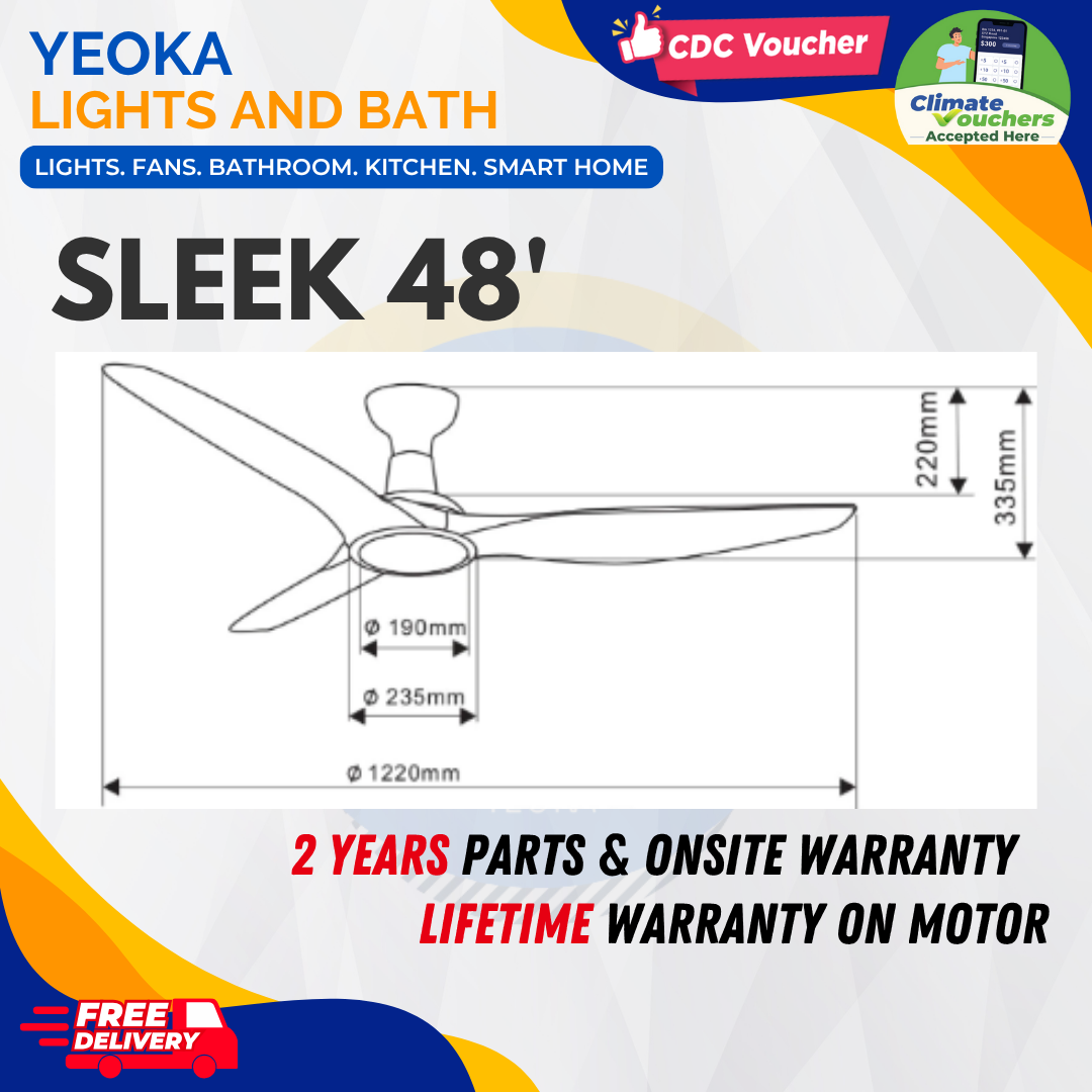 BESTAR Ceiling Fan SLEEK| 48/60" 24W LED RGB|6 Blades 3 Colours