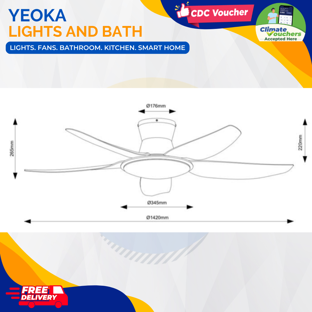 FANCO Ceiling Fan RITO PLUS DC Motor (46"/56") with 3 Tone LED Light Kit + SMART WIFI Control (Optional)