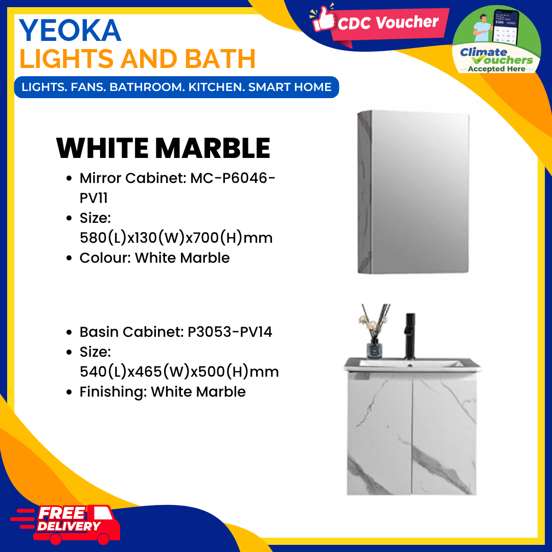 AALTO 55cm PVC Basin & Mirror Cabinet Set