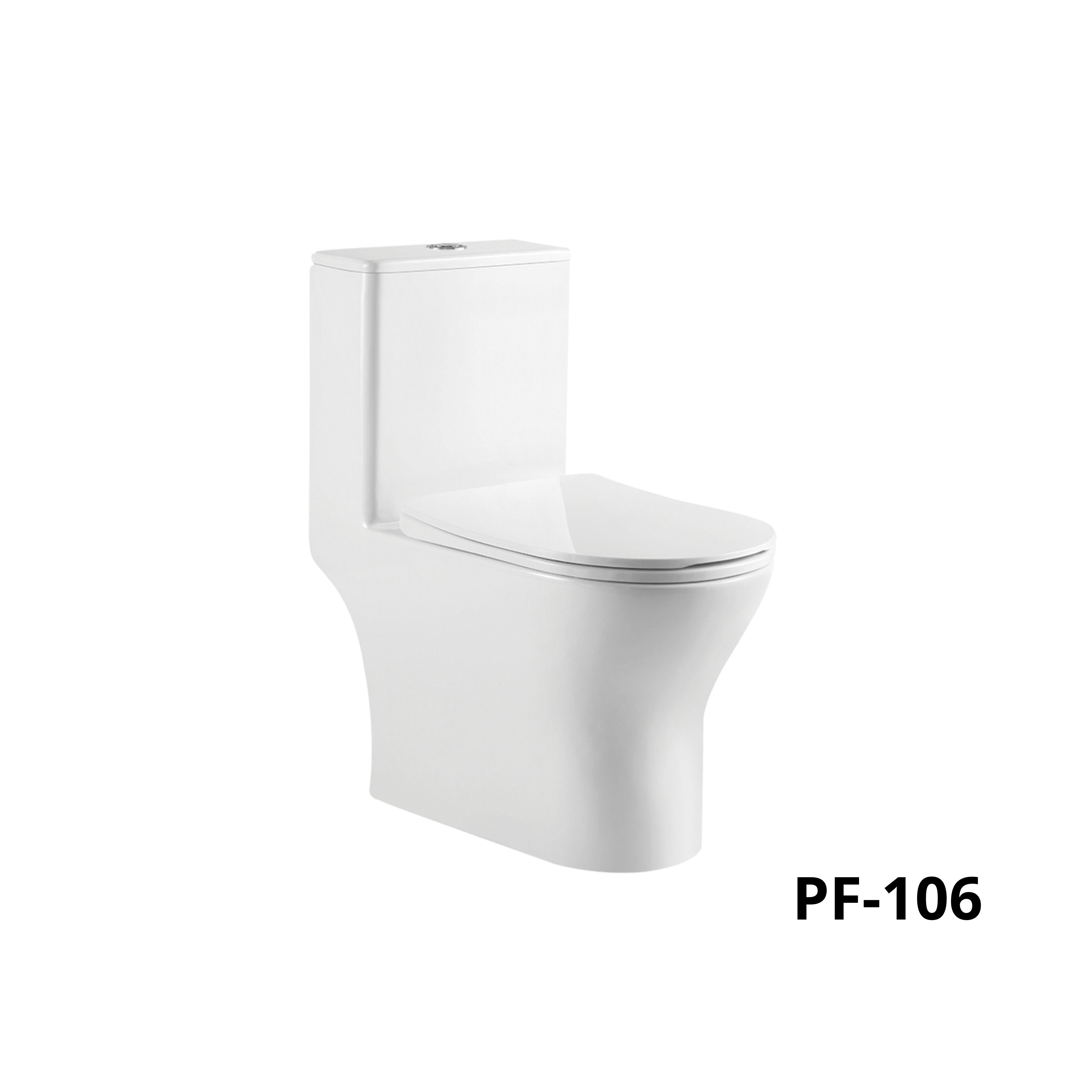 Rimless Funnel Flush One-Piece Closet Toilet Bowl (x2 Pcs Set)