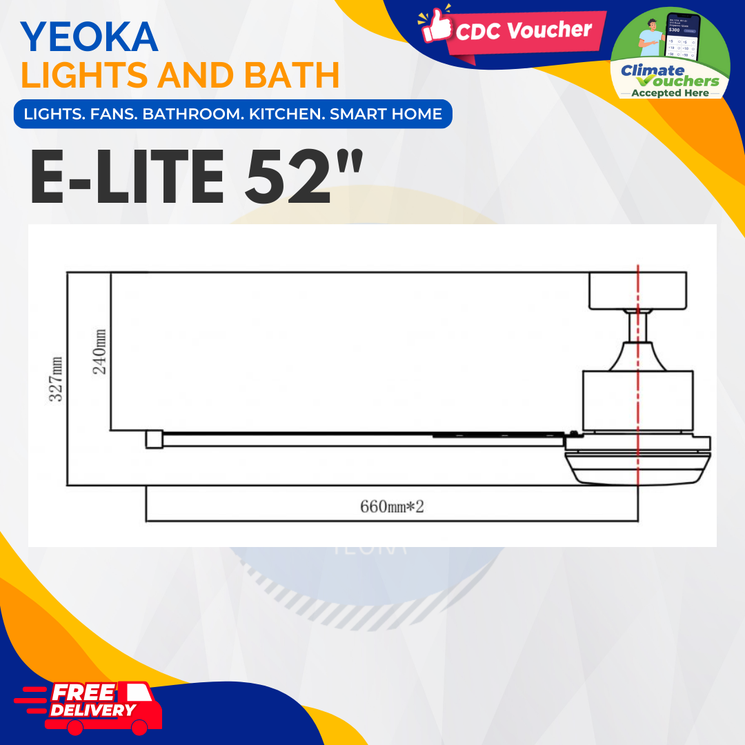 FANCO Ceiling Fan E-LITE DC Motor (48"/52"/60"/72") with 3 Tone LED Light Kit